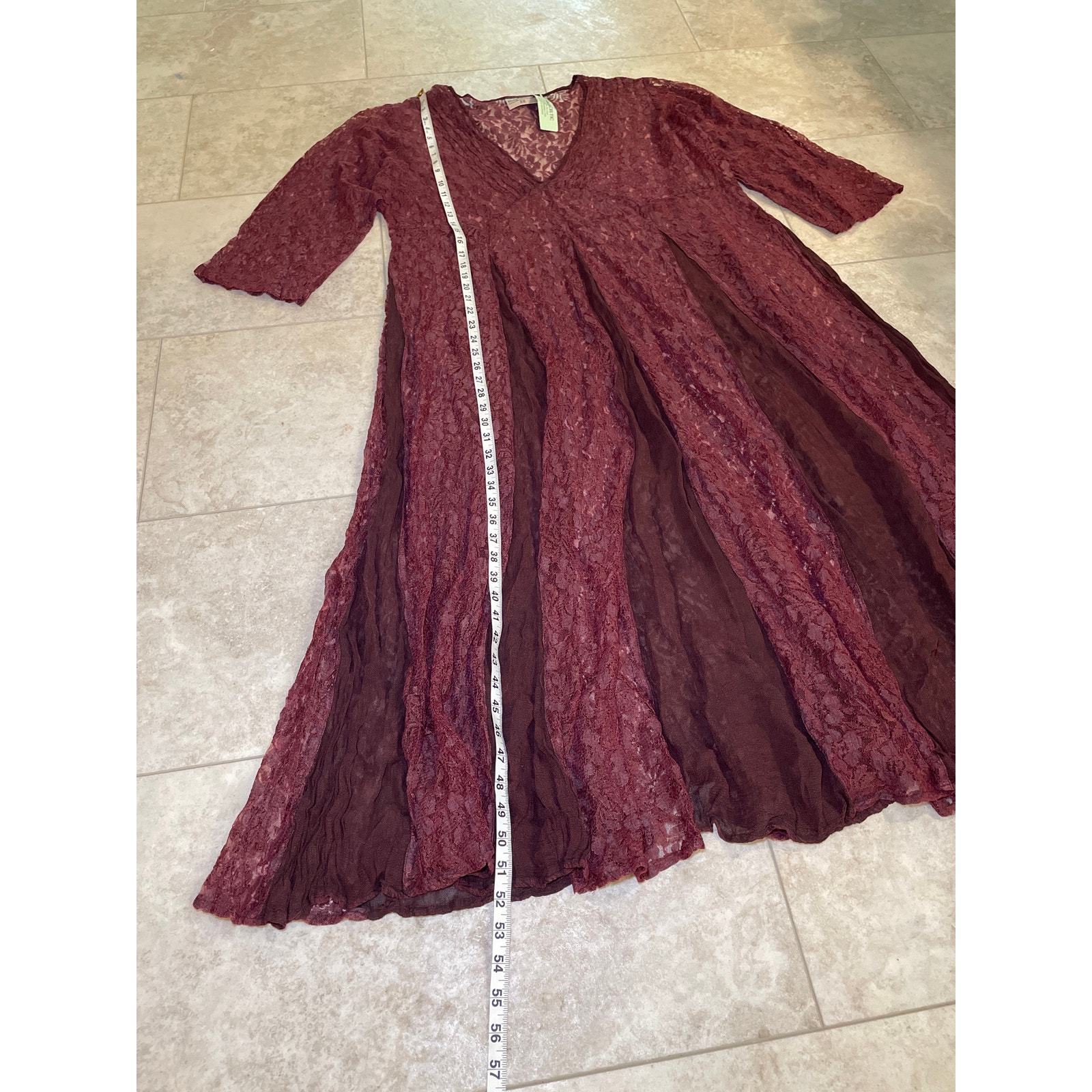 New Holy Clothing Tamara Maxi Burgundy Red Lace Rare Retired Dress 2x Overdress — image 2 of 8